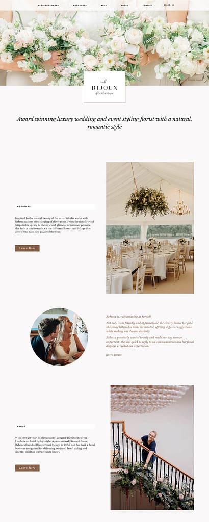 Bijoux Floral website home page after