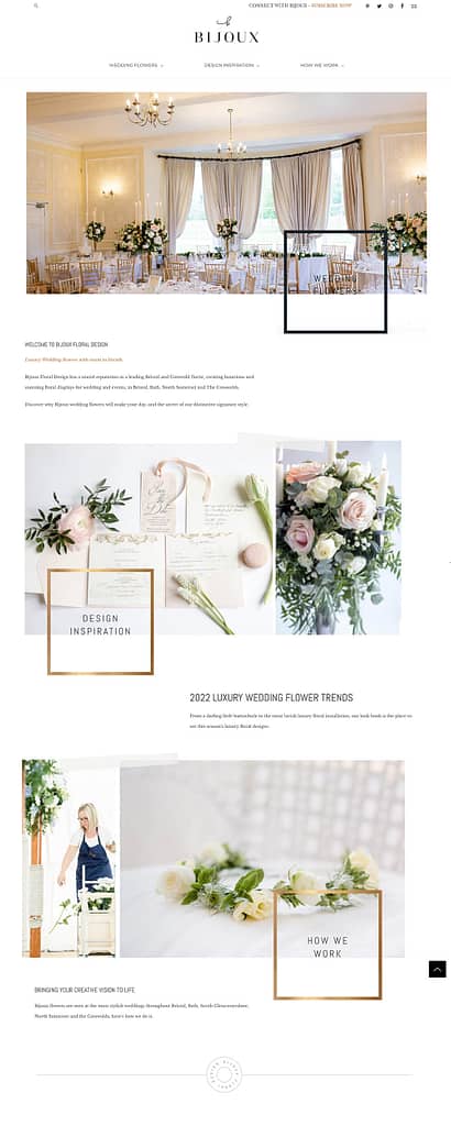 Bijoux Floral website home page before
