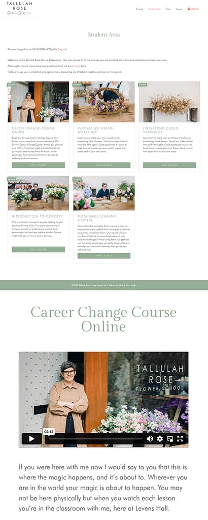 Tallulah Rose Online Courses completed website