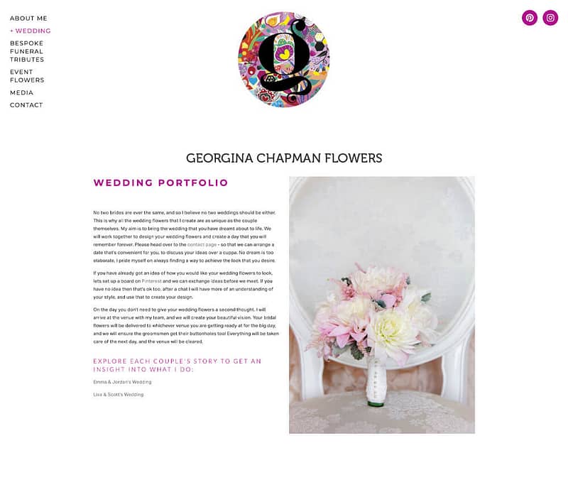 Georgina Chapman Flowers wedding flowers old website page before